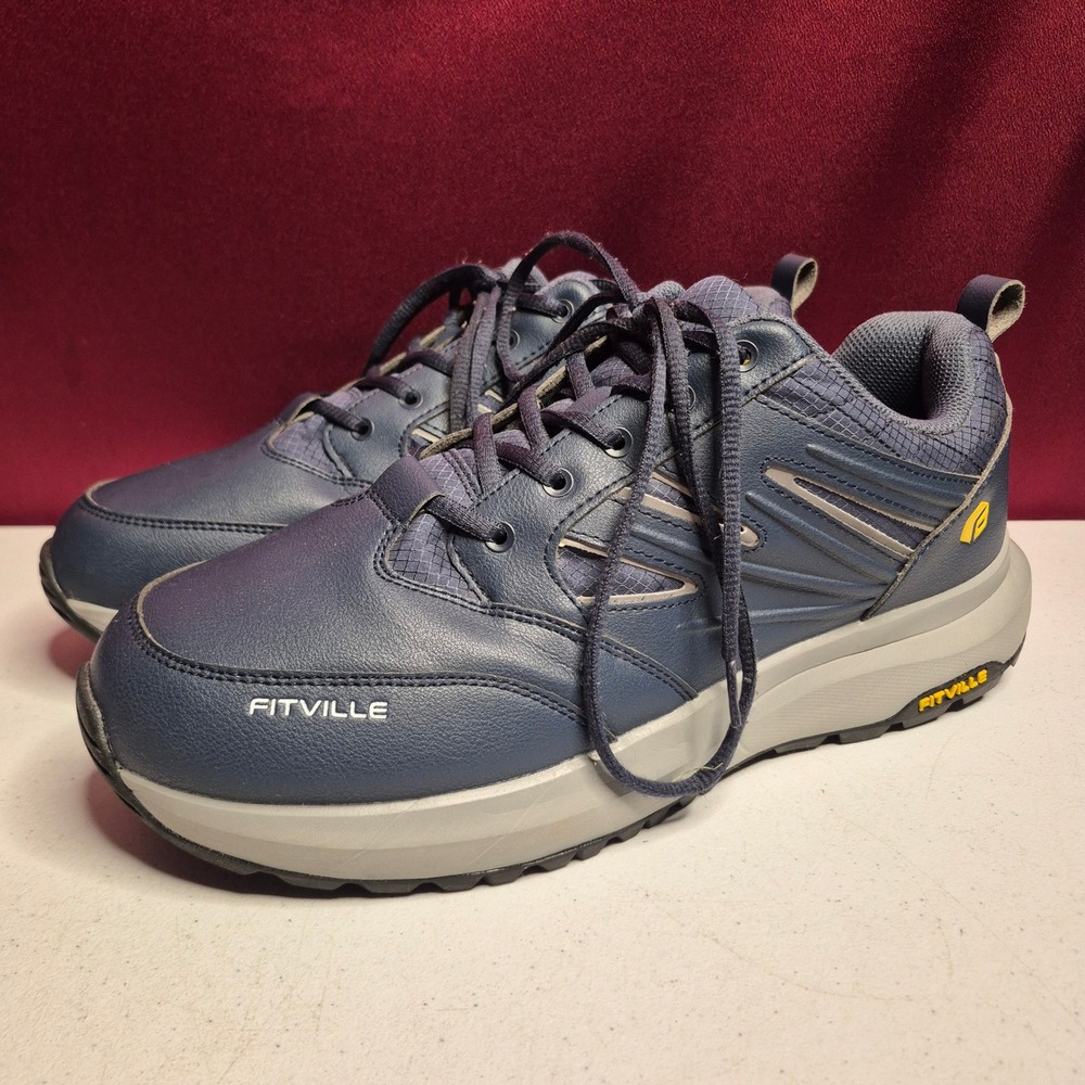 FitVille Walking Shoes Mens 12 Wide Rebound Core Navy Blue Comfort